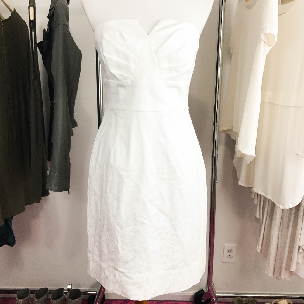WHBM Strapless Sheath Dress Size 4 Pleated Neck - Picture 3 of 8